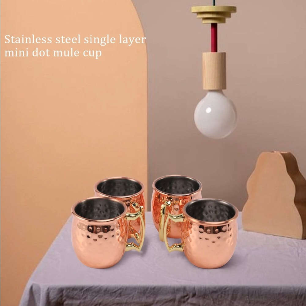 Stainless Steel Hammered Copper Mule Cups - Set of 4